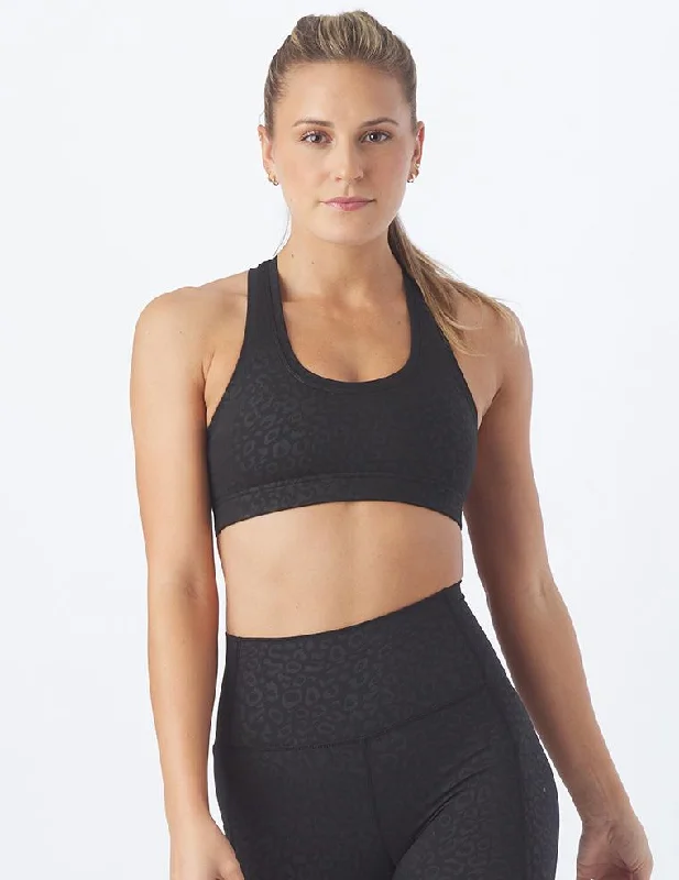 Pink Firm Sports Bra for Support -Notch Bra: Black Leopard Gloss