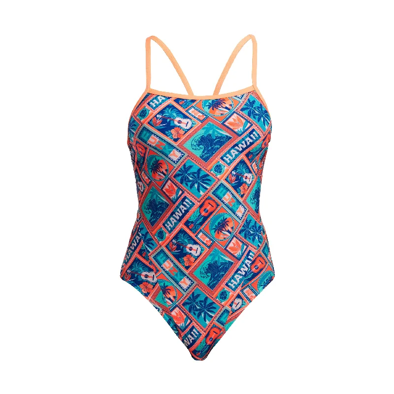 swimwear side stripes -Tiki Tango | Ladies Single Strap One Piece