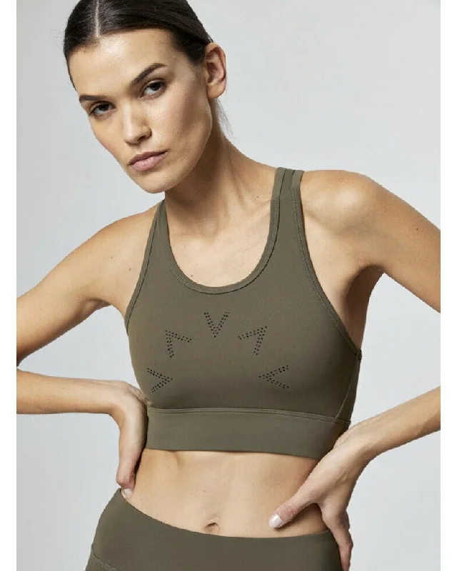 Firm Green Sports Bra for Lifting -Varley Berkeley Bra - Womens - Evergreen