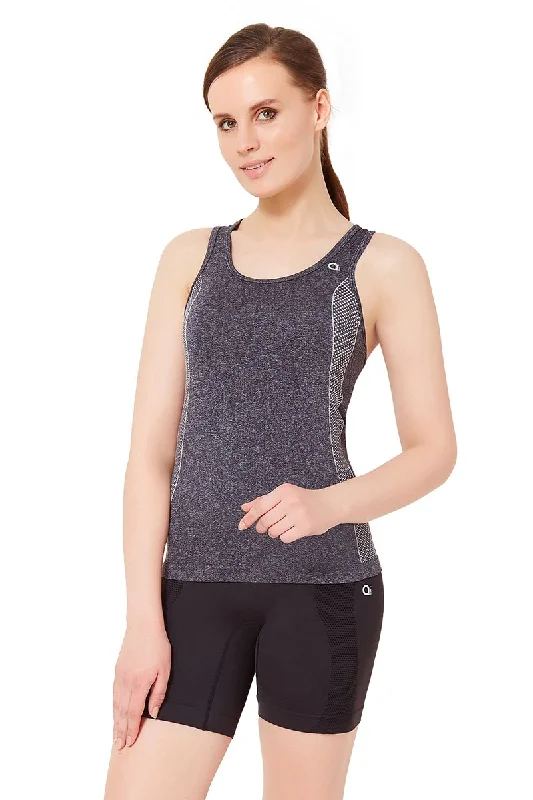 Purple Minimalist Sports Top for Everyday -Half Sleeve Criss-cross Back Sports Cami - Black