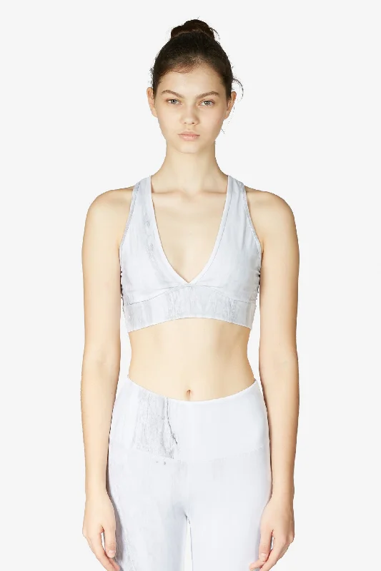 Floral Sports Top for Feminine -Brooks Crop - Cloud Marble