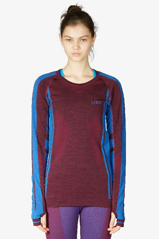 Printed Sports Top for Fun -Colours Long Sleeve Top - Burgundy Marl