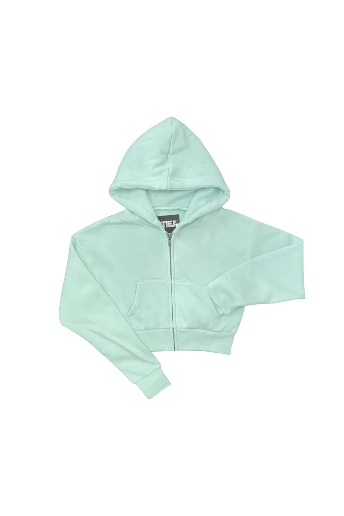 Red Cotton Sports Top for Comfort -Sea Green Dylan Zip Crop Hoody