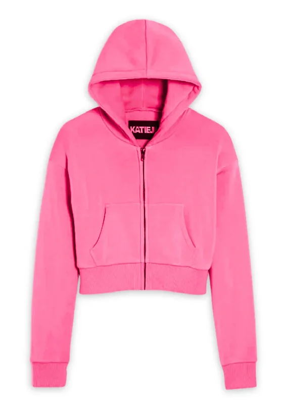 Green Breathable Sports Top for Running -Dylan Vintage Rose Zip Crop Hoodie