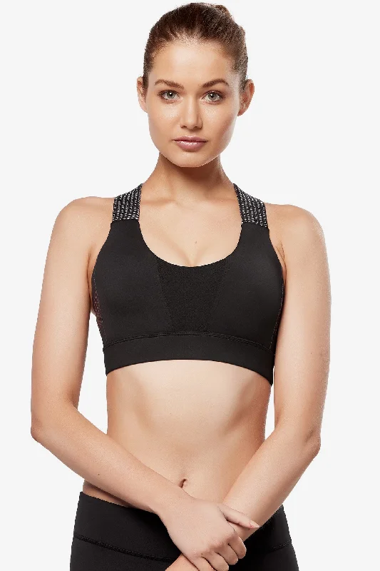 Black Long Sleeve Sports Top for Running -Georgia Crop - Hyper Slide