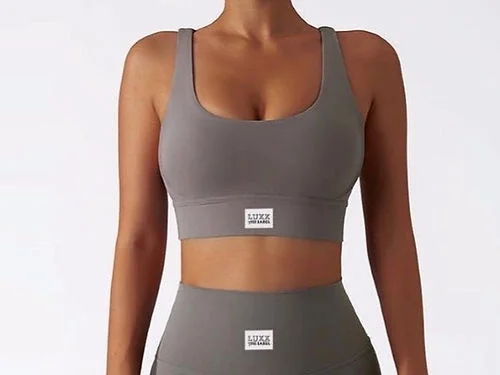 Blue Fitted Sports Top for Sleek -Kye Crop Top - Charcoal