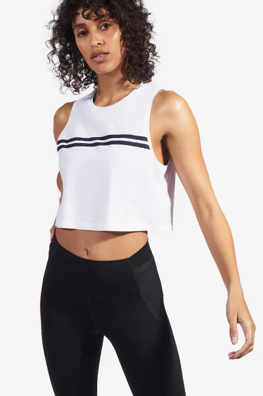 Short Sleeve Sports Top for Gym -Orbit Crop - White