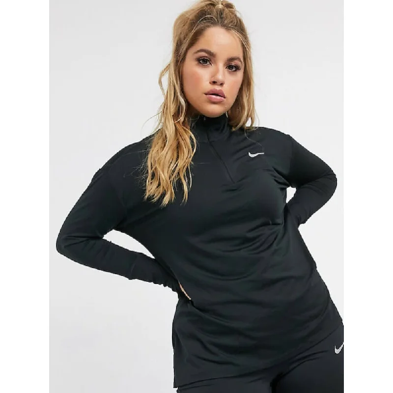 Orange Plain Sports Top for Simple -Nike Element Running Top Black  AO8125-010 Women's