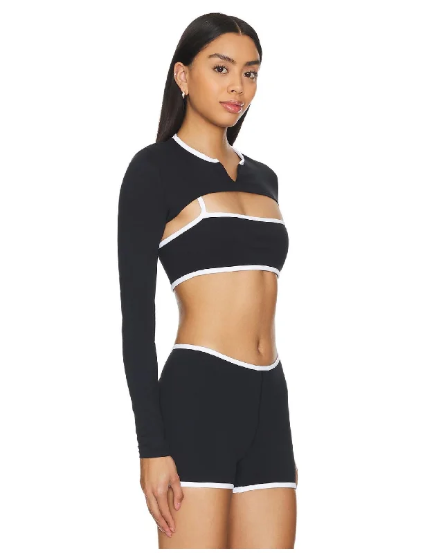 Black Eco-Friendly Sports Top for Earth -Nubyén Abbot Kinney Double Layer Long Sleeve Top