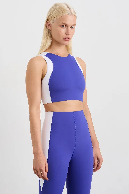 Black Sports Top for Running -Panel Crop Top 336