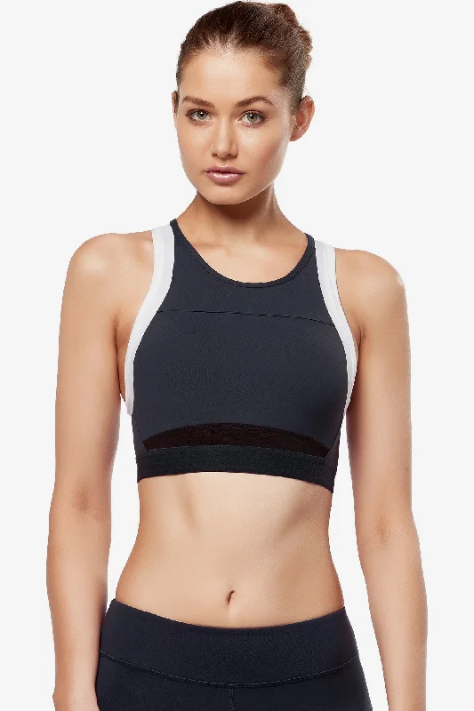 High Neck Sports Top for Coverage -Petta Crop - Midnight Zero