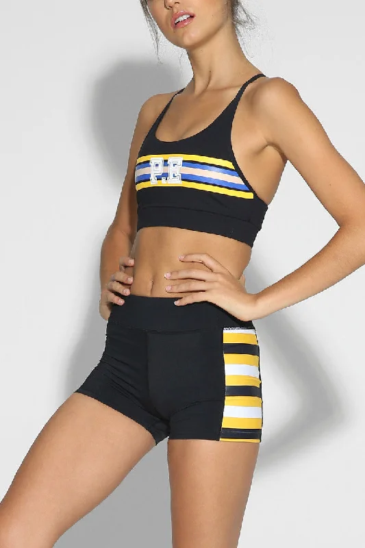 Yellow Printed Sports Top for Fun -PUSH PASS CROP