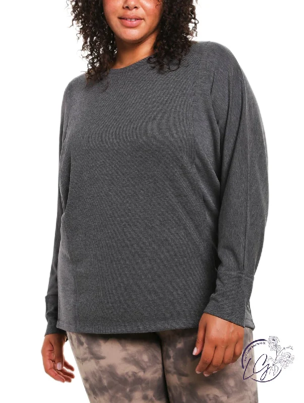 Grey Cute Sports Top for Youth -Curvy Secret Gem Long Sleeve