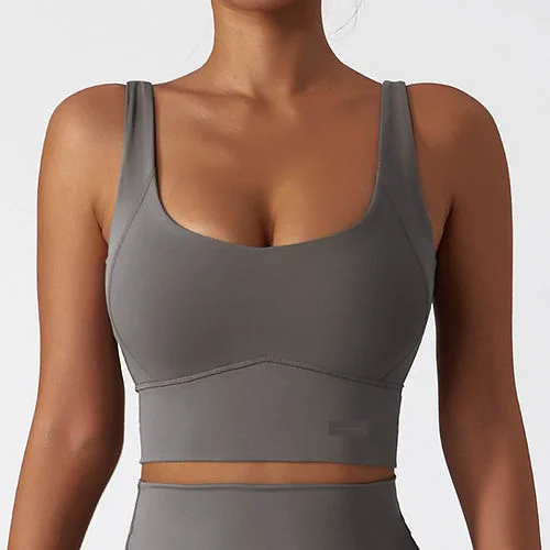 Green Quick Dry Sports Top for Speed -Tia Midi Crop 2.0 - Dark Grey