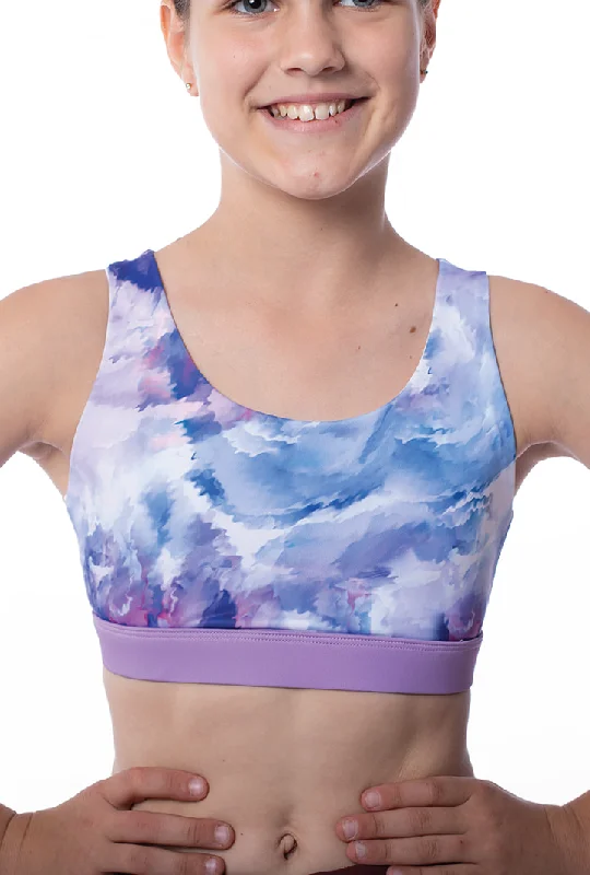 Blue Thin Strap Sports Top for Light -Wisteria Crop Top